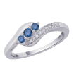 Blue and White Diamond Twist Ring in 10K White Gold (1/4 cttw)