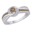Bypass Style Brown and White Diamond Ring in 10K White Gold (5/8 cttw)