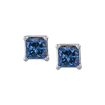 14K White Gold 3/4 Ct Blue Diamond Princess Studs